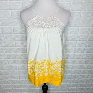 ELLE Floral Halter Tank Top with Crochet Detail Size S